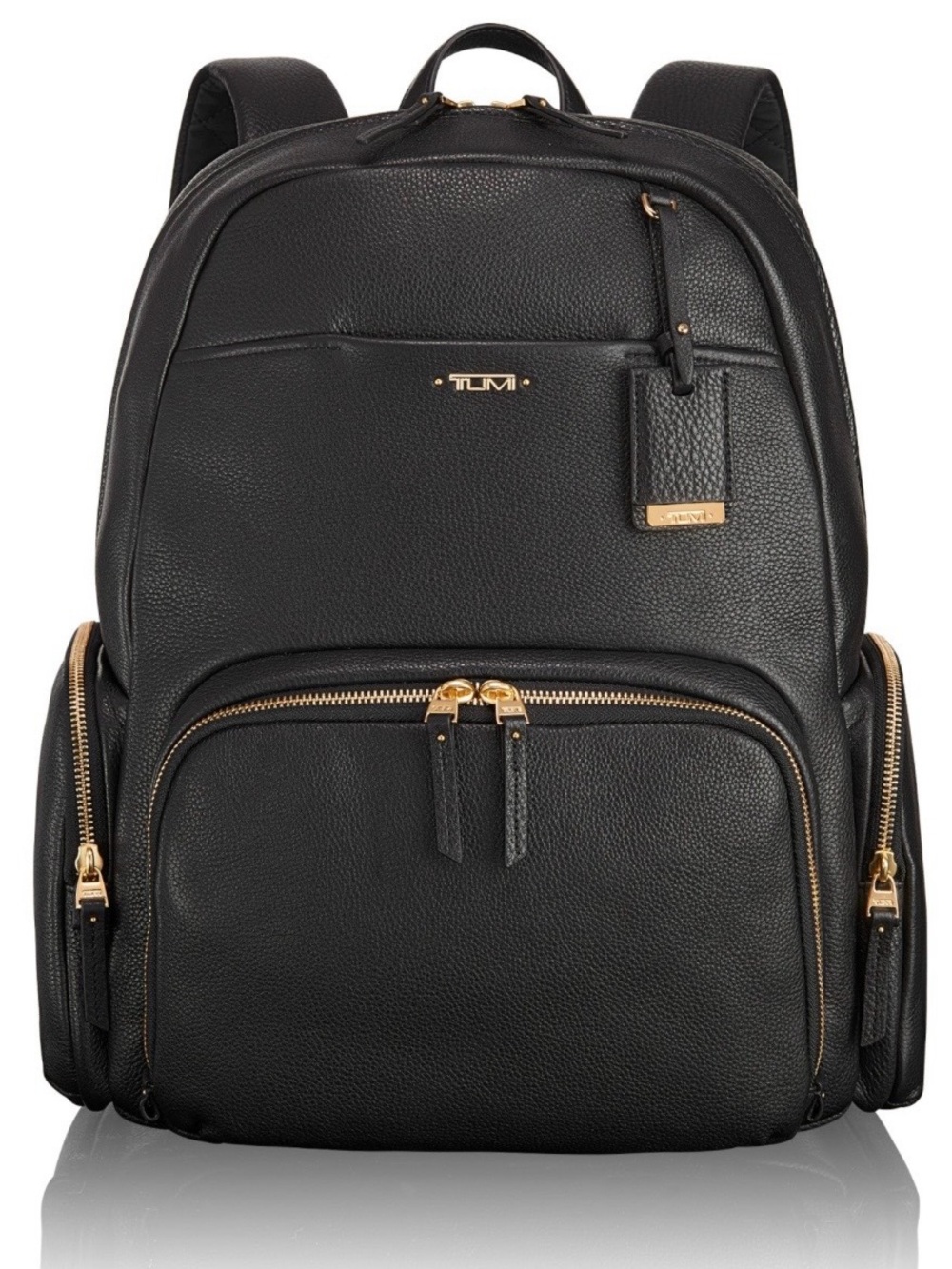 TUMI Voyageur Leather Calais Backpack with Gold-Tone Accents